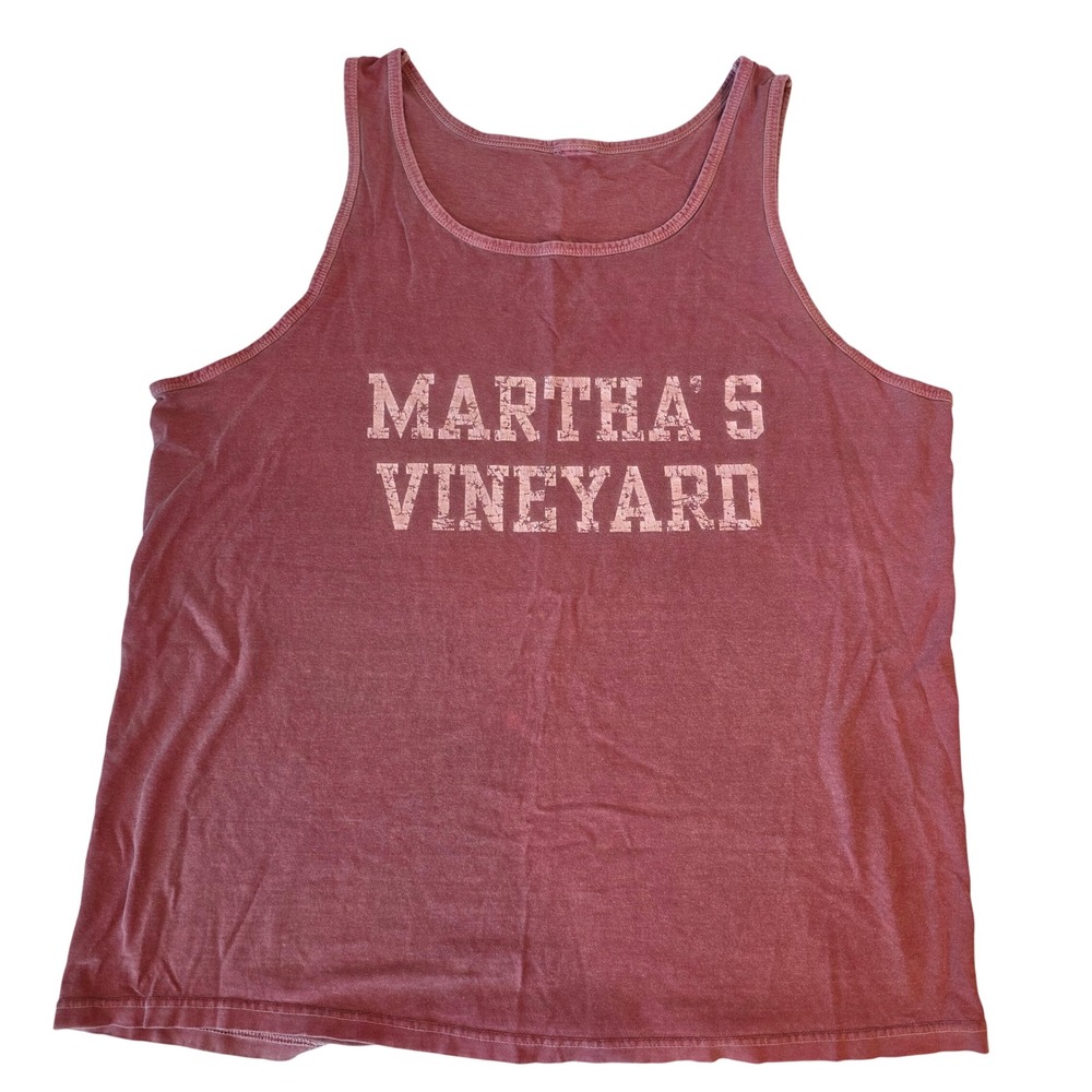 Martha's Vineyard Graphic Tank Top Maroon Sleeveless Souvenir Shirt Mens XL